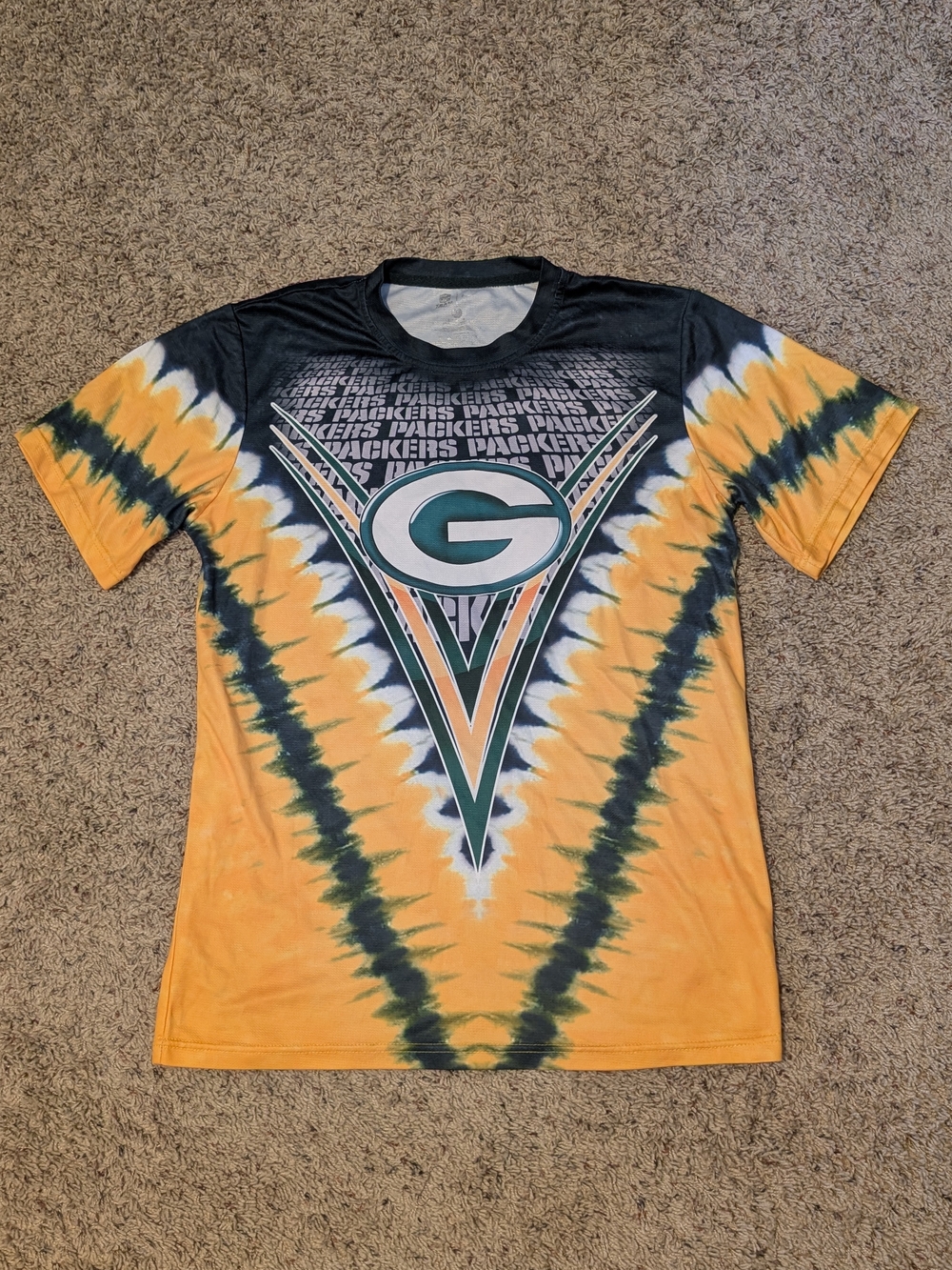 Green Bay Packers Unisex Tie-Dye Short Sleeve Tee - Yellow/Green Sz Large